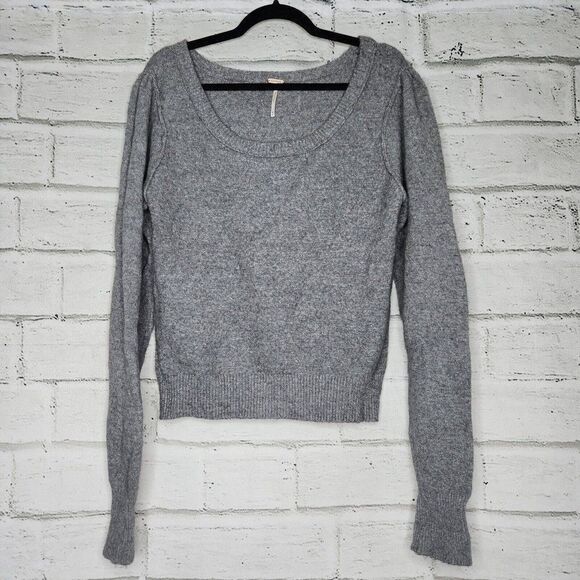 Free People Women's Gray Complete Me Sweater Cotton Alpaca Blend Size Medium - Picture 1 of 9